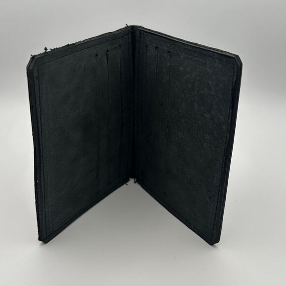 Minimalist Handmade Oaxaca Charcoal Gray Suede Leather Slim Cardholder Wallet - Picture 9 of 10